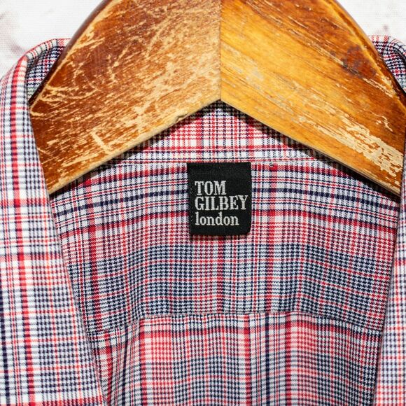 TOM GILBEY London Button up Shirt Blue Red Glen Plaid size Large - Picture 3 of 5